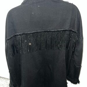 Black Fringe Denim Jacket